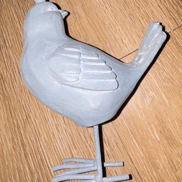 Metal and wood gray bird sculpture with crown vintage - Picture 2 of 2